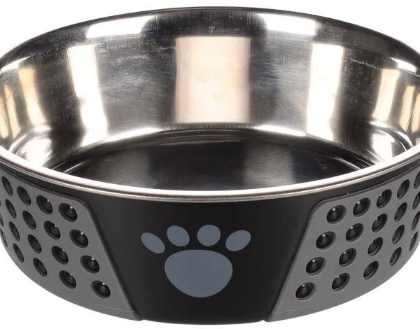 Flamingo Eet- en Drinkpot Hermosa Rond Zwart & Grijs & Zilver. NIEUW!