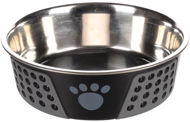 Flamingo Eet- en Drinkpot Hermosa Rond Zwart & Grijs & Zilver. NIEUW!