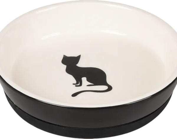 Flamingo Eet- en Drinkpot Nala Rond Zwart & Wit. NIEUW!