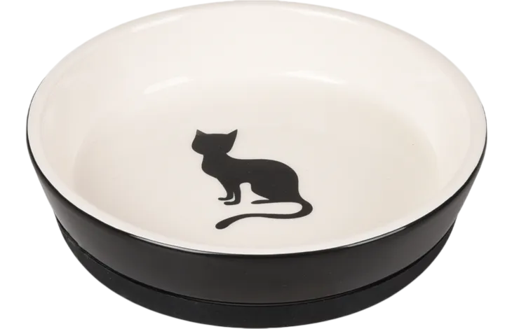 Flamingo Eet- en Drinkpot Nala Rond Zwart & Wit. NIEUW!